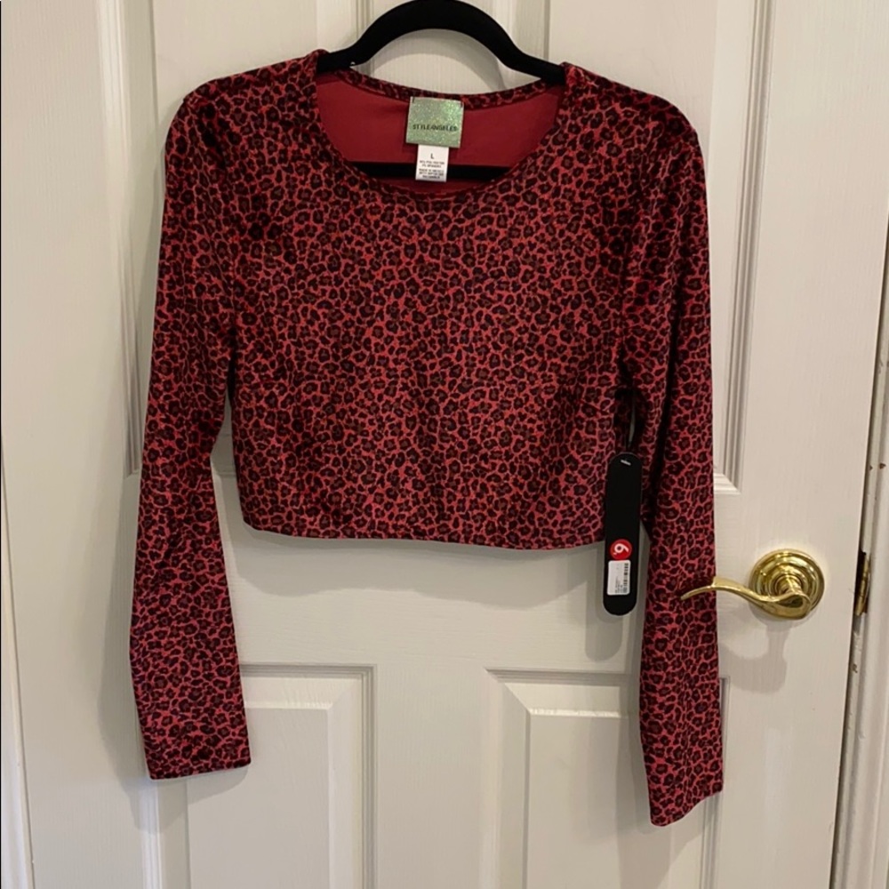 F21 velvet pink cheetah print crop top